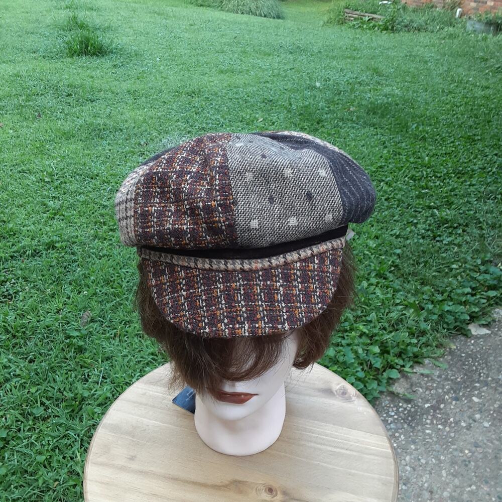 Vintage Newsboy Hat Silky Lining Browns/Neutrals